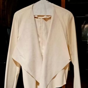 Leather Drap Open Front Short Jacket